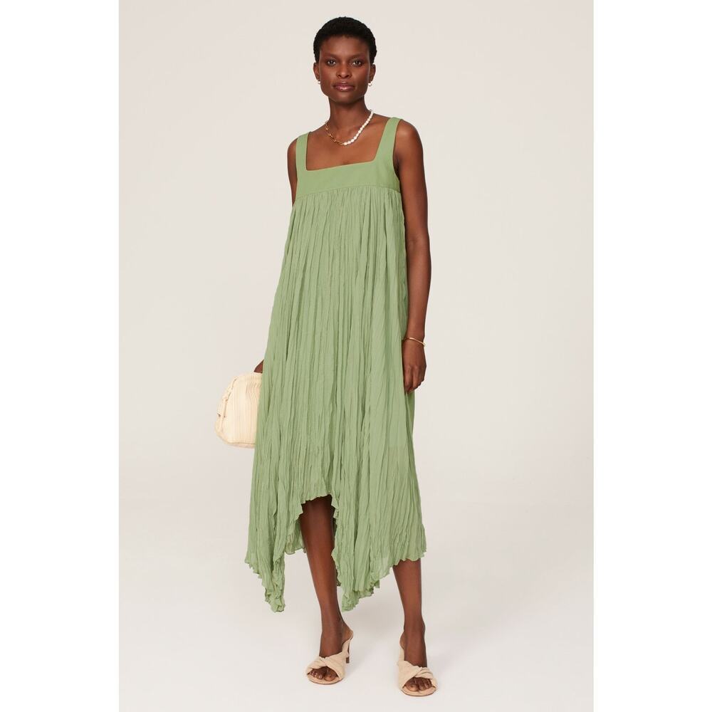 BIBHU MOHAPATRA Green Flowy Empire Maxi Shift Style Sleeveless Dress Size 2